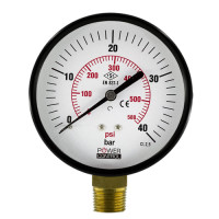 مانومتر | گیج فشار صفحه 10 مشکی عمودی POWER P131.100 0-40 bar پاورکنترل